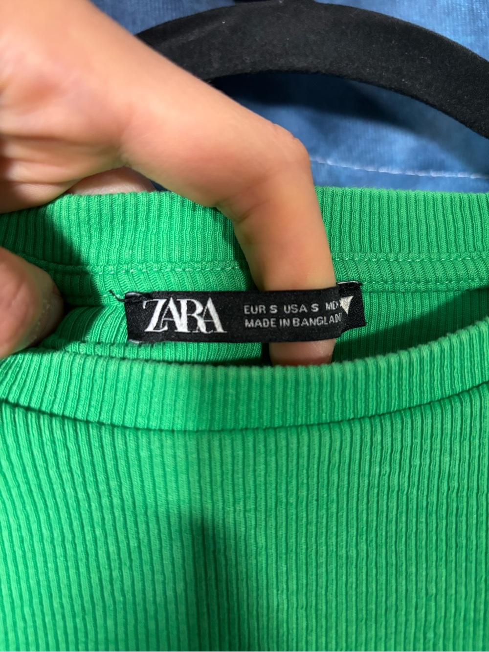Zara Ribbed Ruched Side Tank S Green - Picture 2 of 4